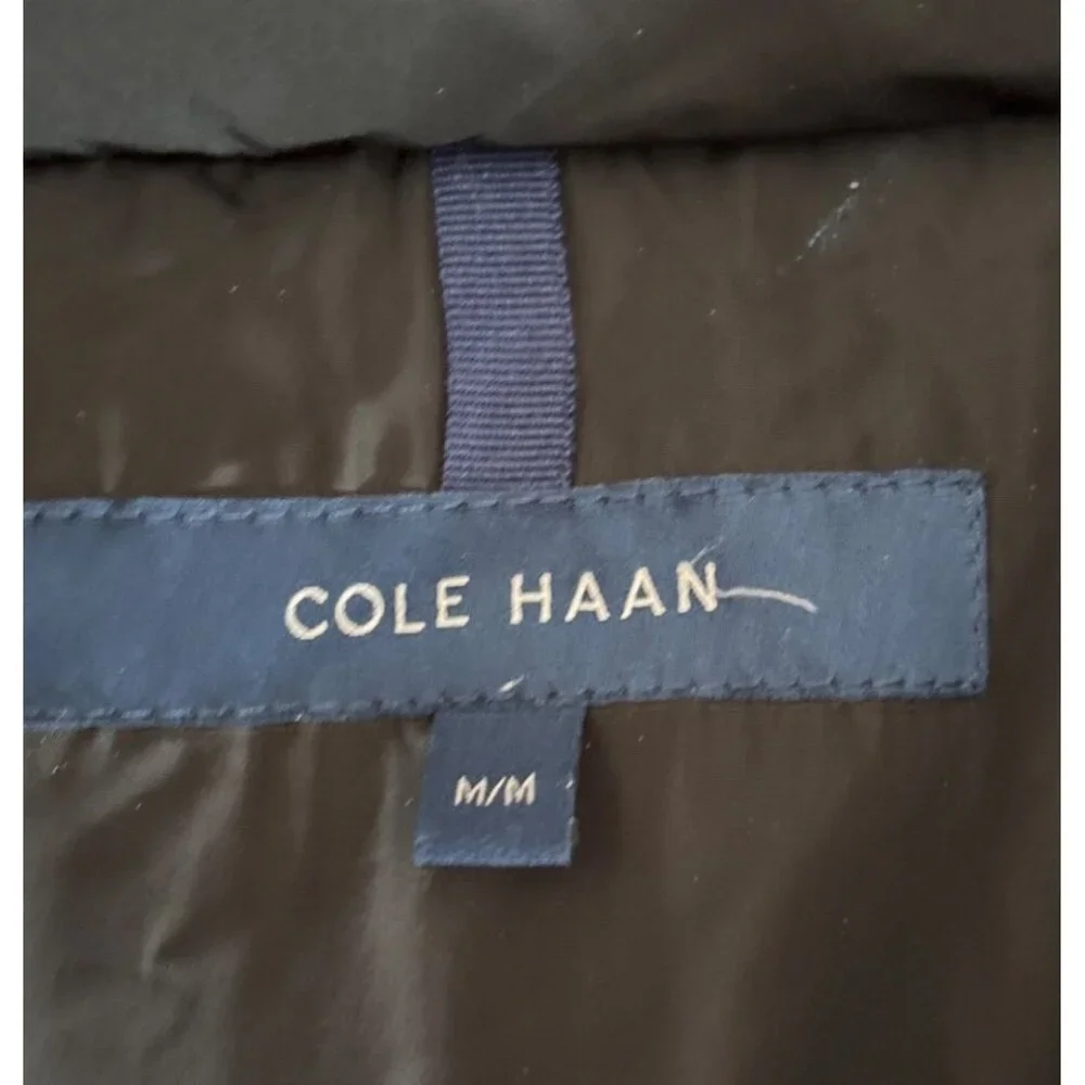 Cole Haan Coat Womens Med Black Puffer Quilted Down Zip Pockets Hooded - Picture 3 of 9
